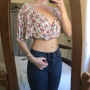 floral L.A. hearts crop top
